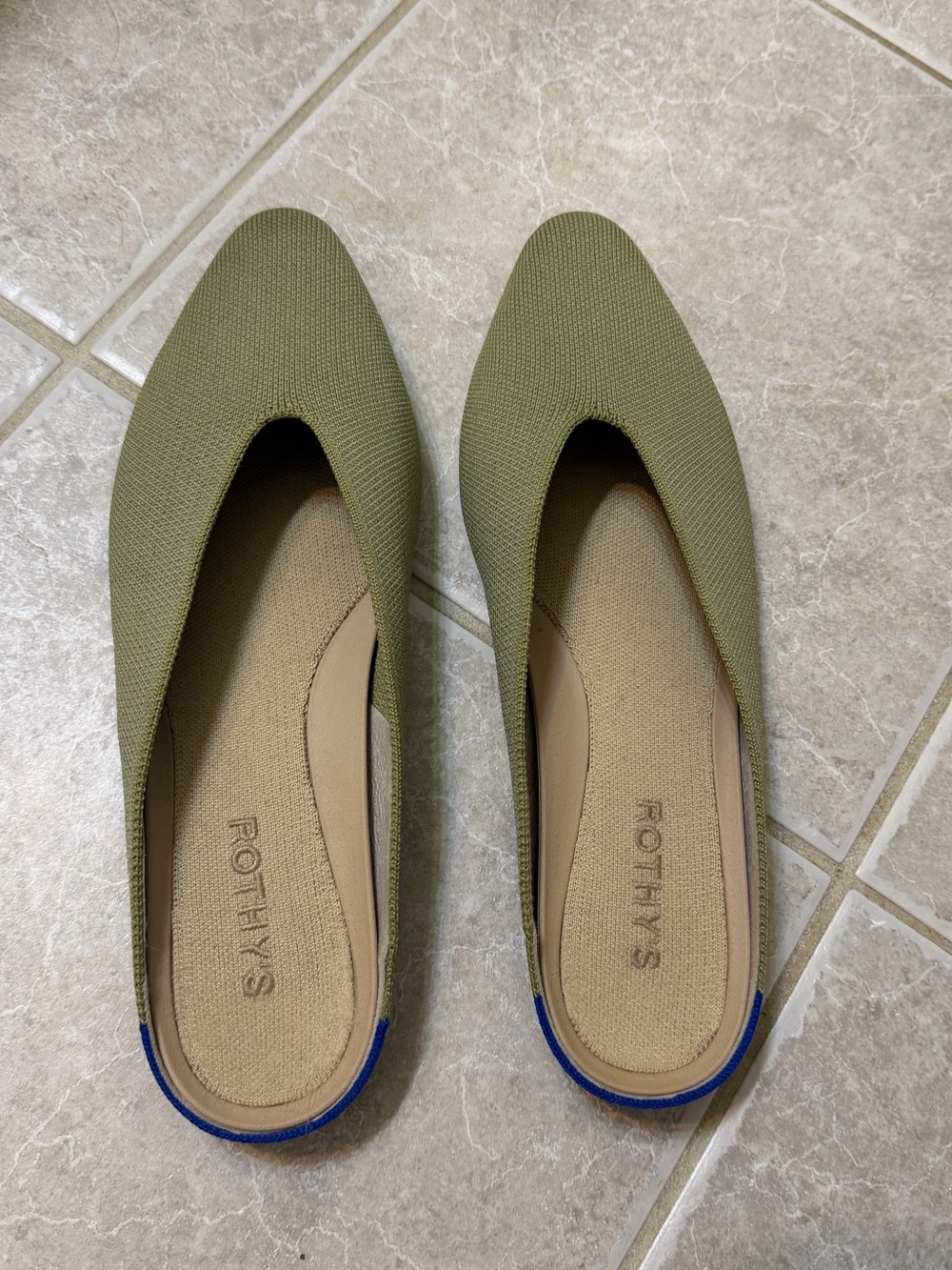 Rothy’s Almond Demi Mule- sage green size 9